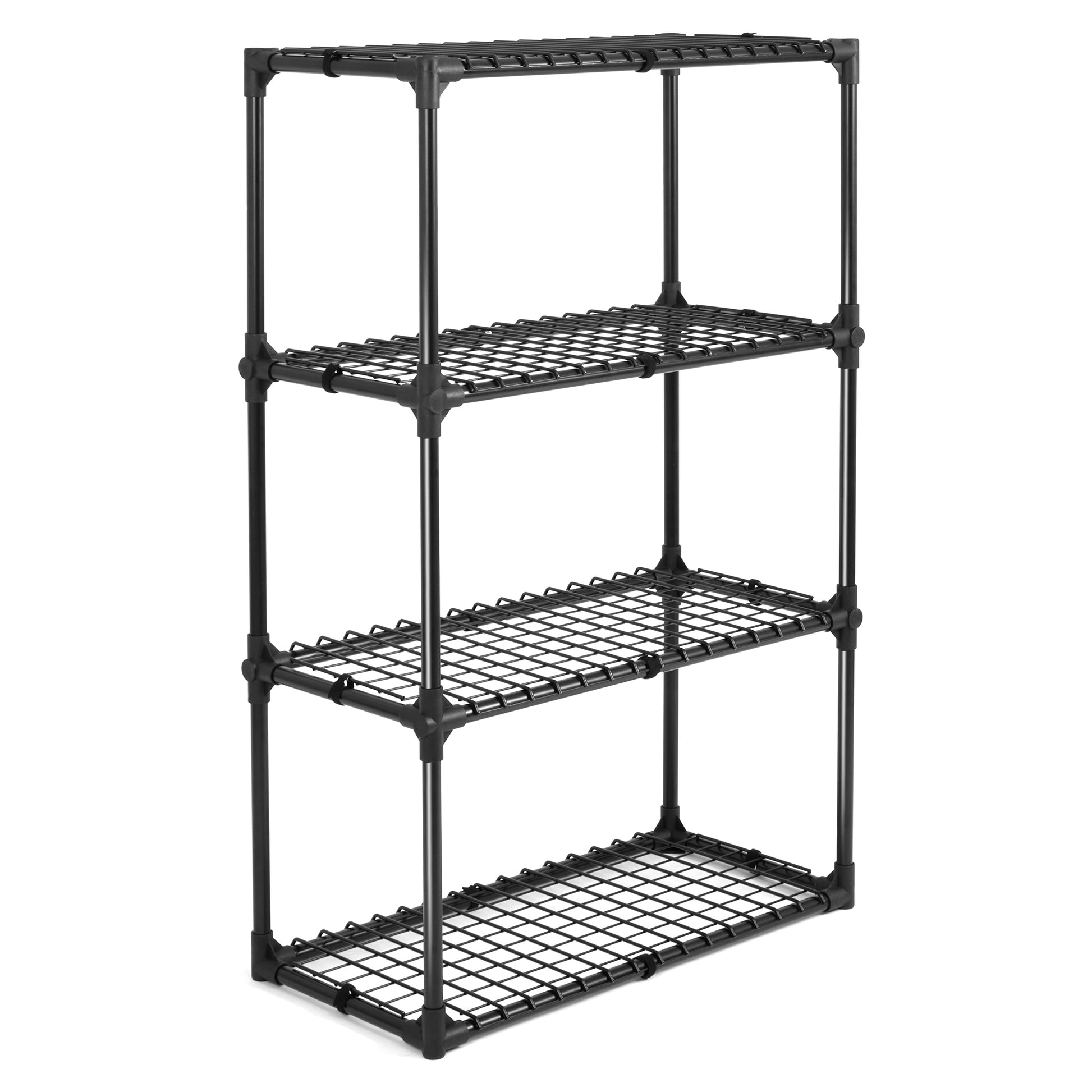 4 Shelf Wire Rack 1Pack With Cover Black Steel