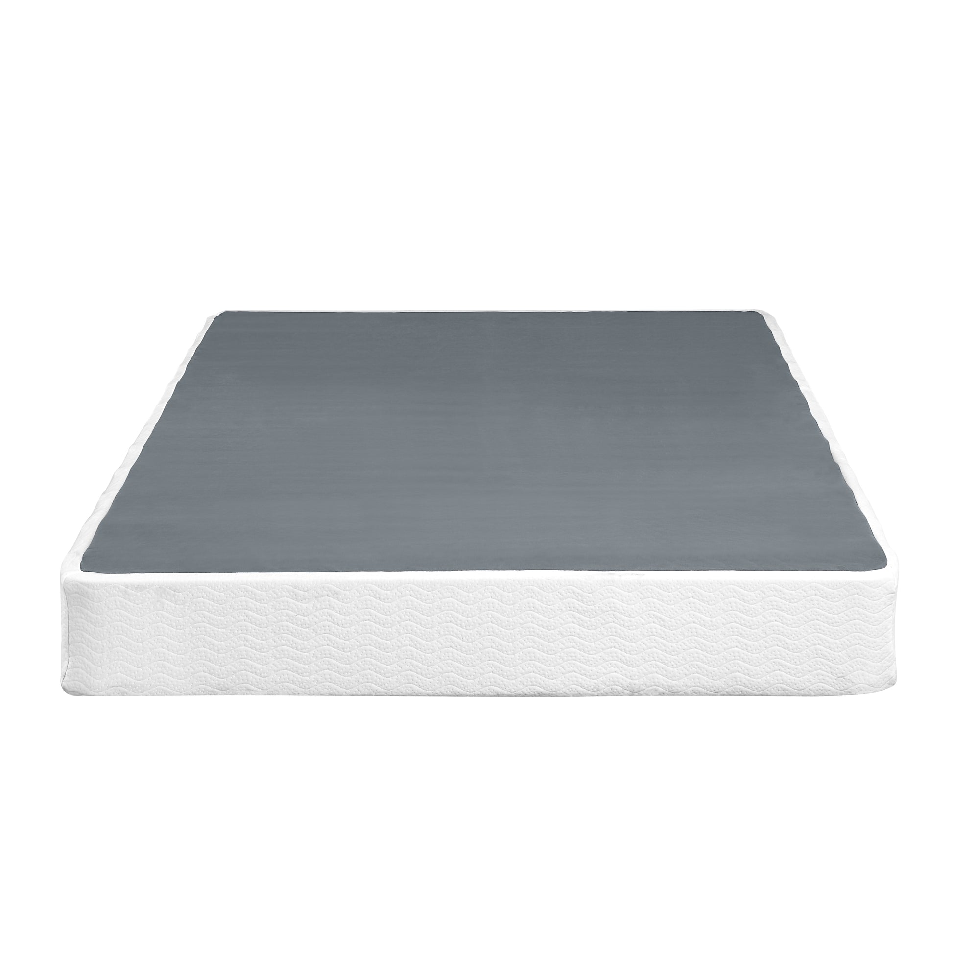 Eastern King Mattress Foundation 1Pc Black Metal Frame With Textured Fabric Cover King Black Bedroom Metal
