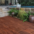 Acacia Wood Interlocking Deck Tiles Striped Pattern, 20 Pcs 12