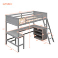 Twin Size Loft Bed With Shelves And Desk, Wooden Loft Bed With Desk Gray Old Sku:Lt000537Aae Twin Gray Solid Wood