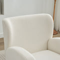 Mirod Modern Wing Back Lounge Chair Stylish Design, Soft Fabric, Solid Wood Legs, Easy Assembly, Durable Frame Beige Boucle