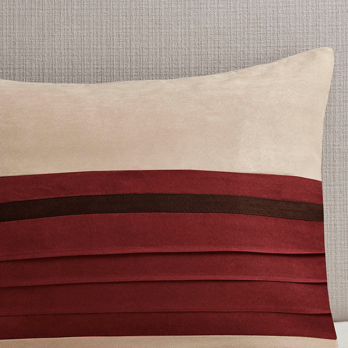 7 Pc Pieced Faux Suede Comforter Set Red Queen Queen Red Polyester