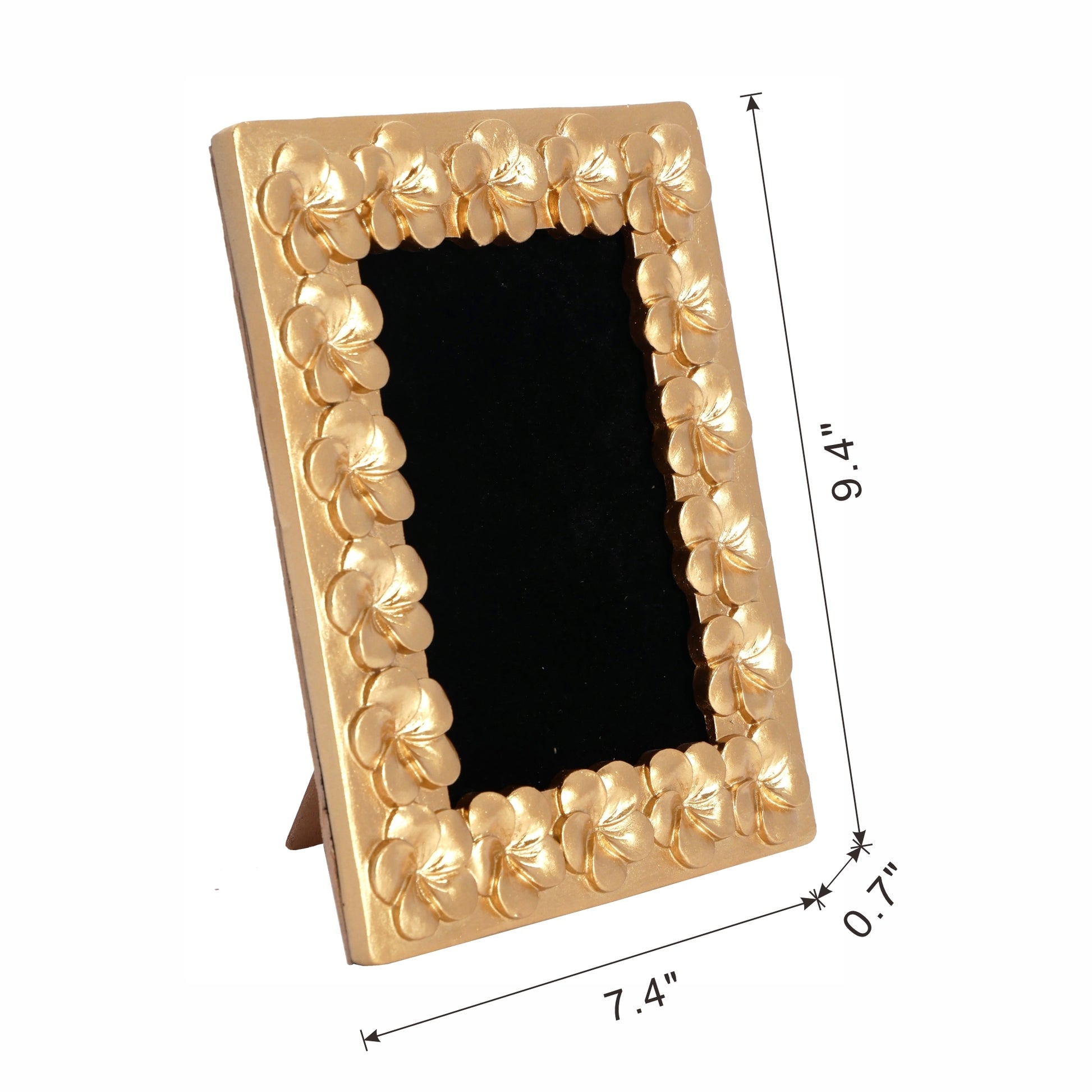 7.5X9.5" Vintage Gold Photo Frame With Flower Design Gold Art Deco,Luxury,Retro,Vintage Polyresin