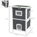 Pawhut Outdoor Cat House, Wooden Cat House 2 Tiers Cat Shelter With Weatherproof Roof, Removable Floor, Escape Doors, For 1 2 Cats, Gray Gray Wood