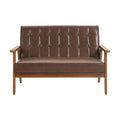 Coolmore Mid Century Modern Solid Loveseat Sofa Upholstered Pu Leather Loveseat, 2 Seat Upholstered Loveseat Sofa Modern Couch Brown Pu Pu Leather 2 Seat