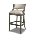 Paris 30.5 Farmhouse Bar Stool With Backrest, Light Beige Linen Beige Foam Linen