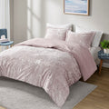 Crushed Velvet Sherpa Reversible Comforter Set Twin Light Purple Polyester