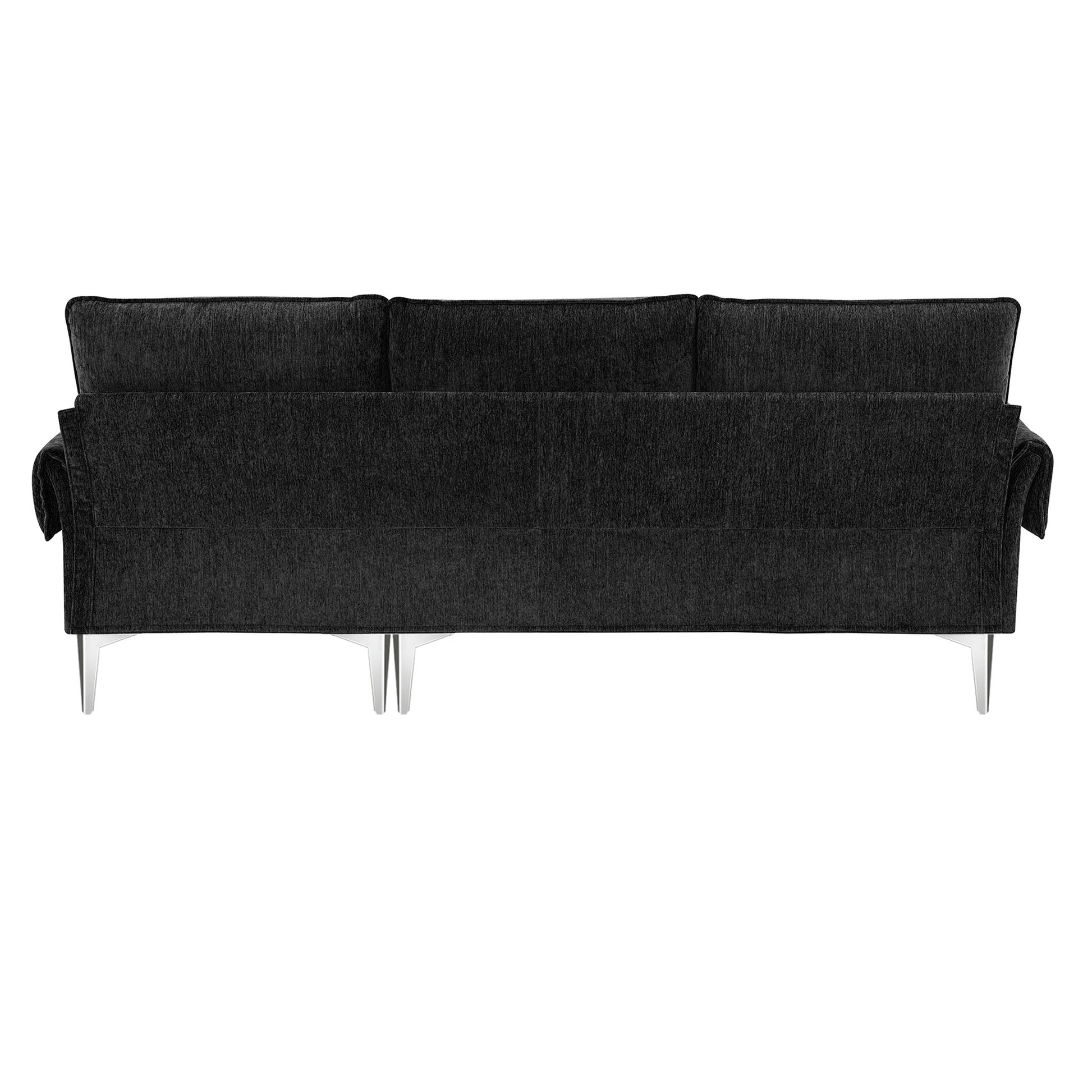 84 "Modern Chenille L Shaped Sofa With Reversible Lounge,Convertible Sectional Couch Set,4 Seat Indoor Furniture With Reversible Chaise,Fit For Living Room, Apartment 2 Pillows Black Chenille 4 Seat