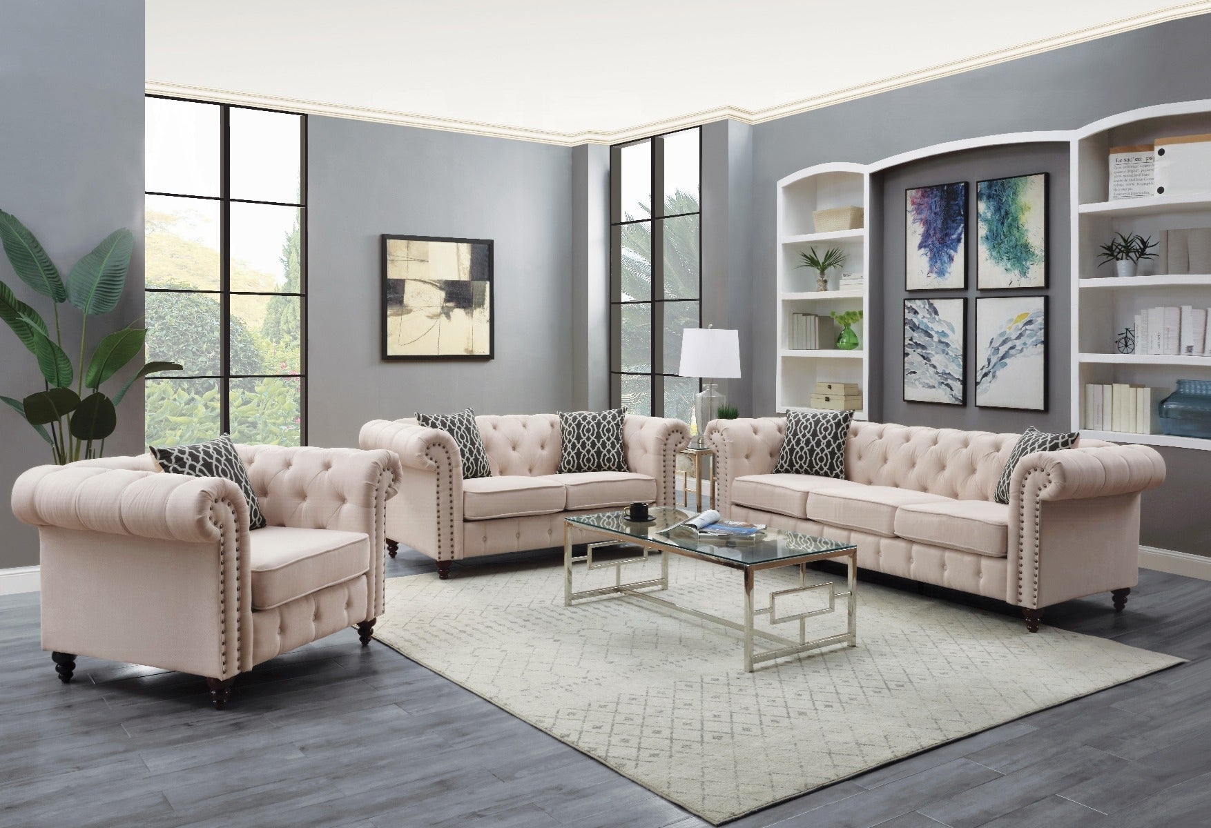 Beige Tufted Accent Chair With Pillow Beige Primary Living Space Wood Fabric