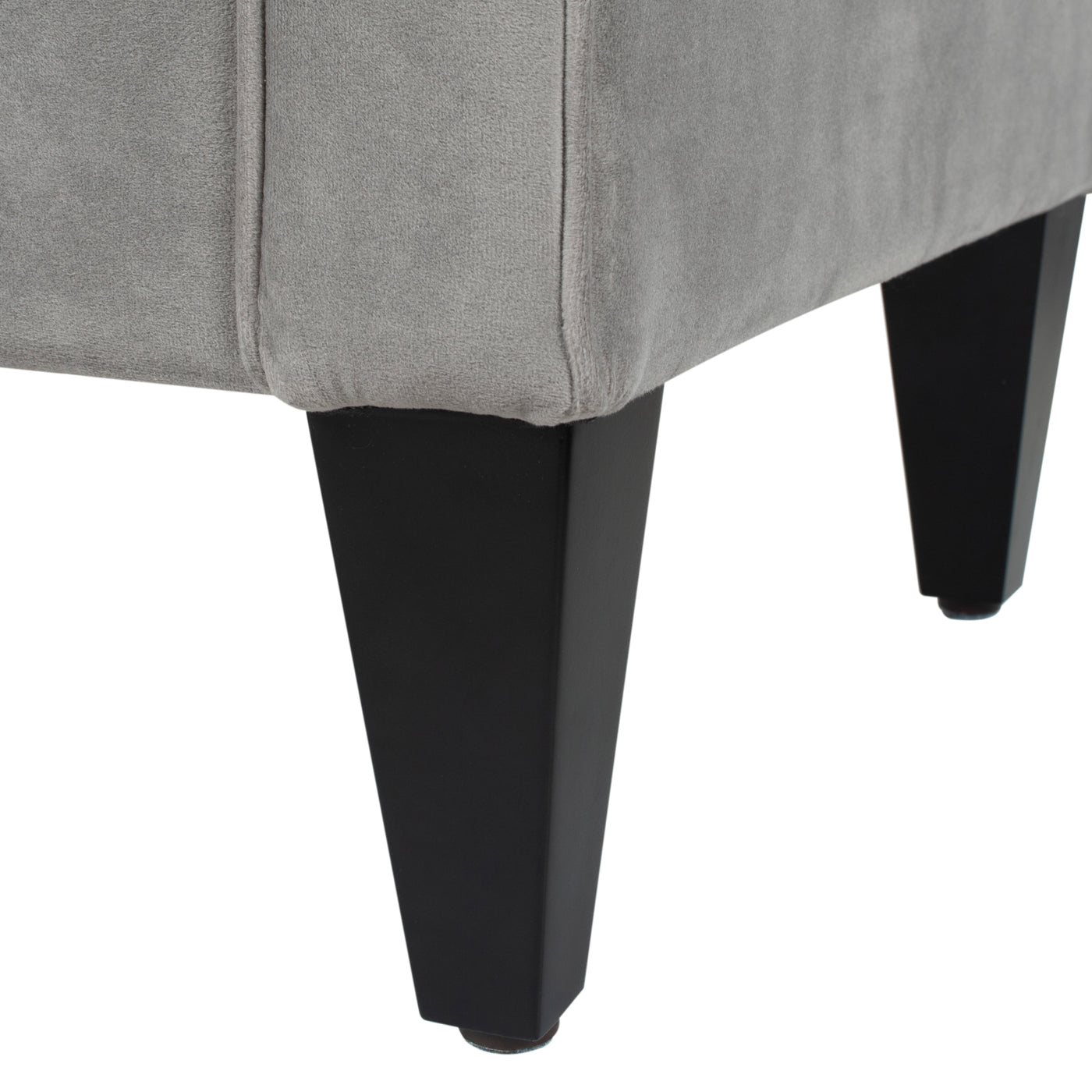 Jacqueline 57.5" Tufted Roll Arm Storage Bench, Opal Grey Velvet Gray Foam Velvet