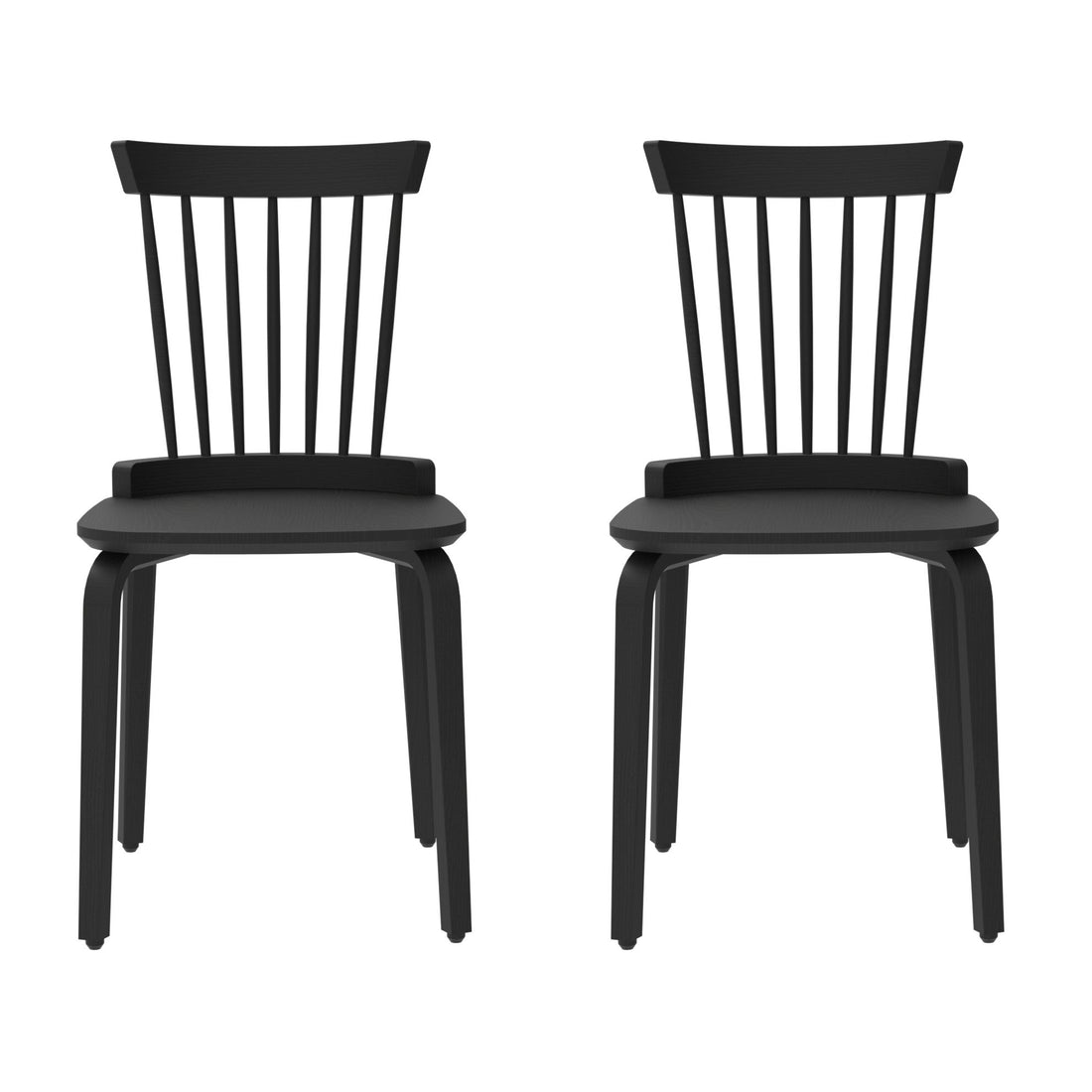 Solid Wood Slat Back Windsor Chair Set Of 2 Black Plywood