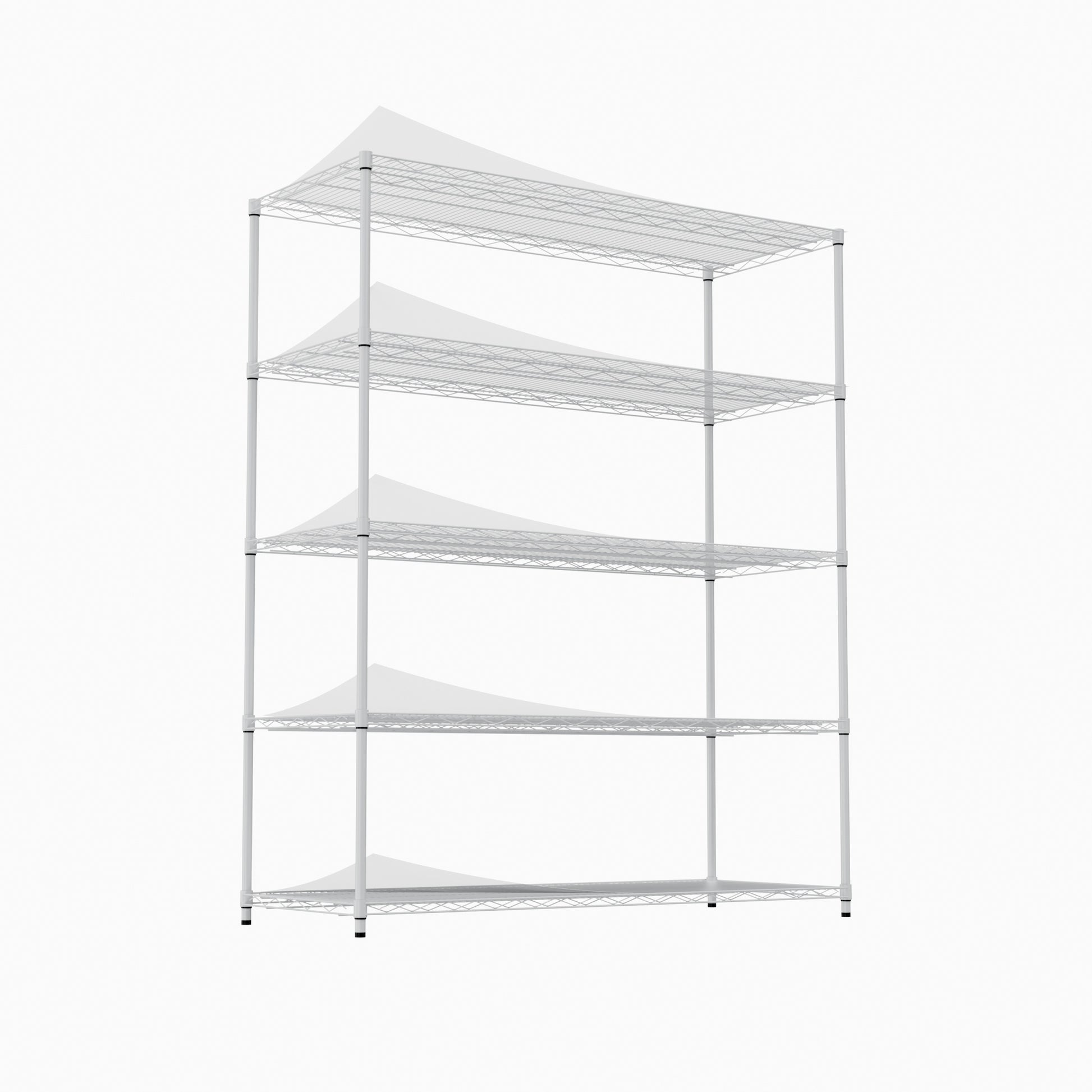 5 Tier Heavy Duty Adjustable Shelving And Racking, 300 Lbs. Per Wire Shelf, With Wheels And Shelf Liners, For Warehouses, Supermarkets, Kitchens, Etc. 59.45 "L 24.02 "W 71.65 "H,White White Steel