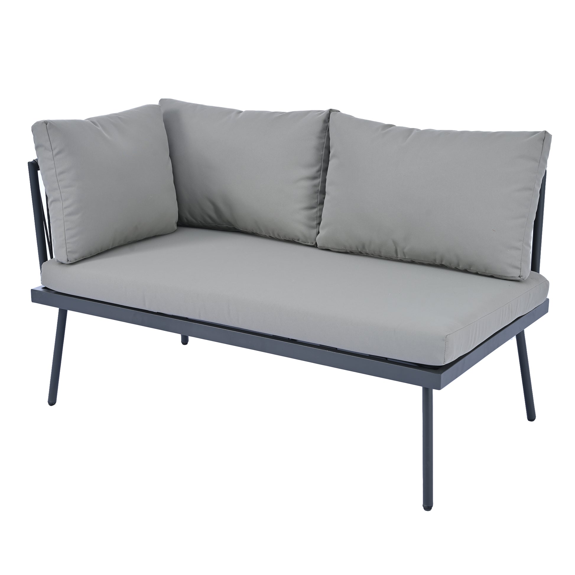 Modern Outdoor 3 Piece Pe Rattan Sofa Set All Weather Patio Metal Sectional Furniture Set With Cushions And Glass Table For Backyard, Poolside, Garden, Gray,L Shaped Yes Sectional Gray Seats 4 Weather Resistant Frame Water Resistant Cushion Garden &