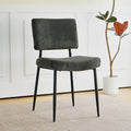 Modern Grey Simple Velvet Dining Chair Fabric Upholstered Chair Family Bedroom Stool Back Dressing, Black Round Table Set, Chair Black Metal Legs Set Of 5 Black Mdf