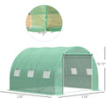 Outsunny 10' X 10' X 6.5' Walk In Tunnel Hoop Greenhouse, Polyethylene Pe Cover, Steel Frame, Roll Up Zipper Door & Windows For Flowers, Vegetables, Tropical Plants, Green Green Steel