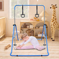 Multi Functional Adjustable Height Children'S Horizontal Gymnastic Bar With Bear Rings Blue Steel