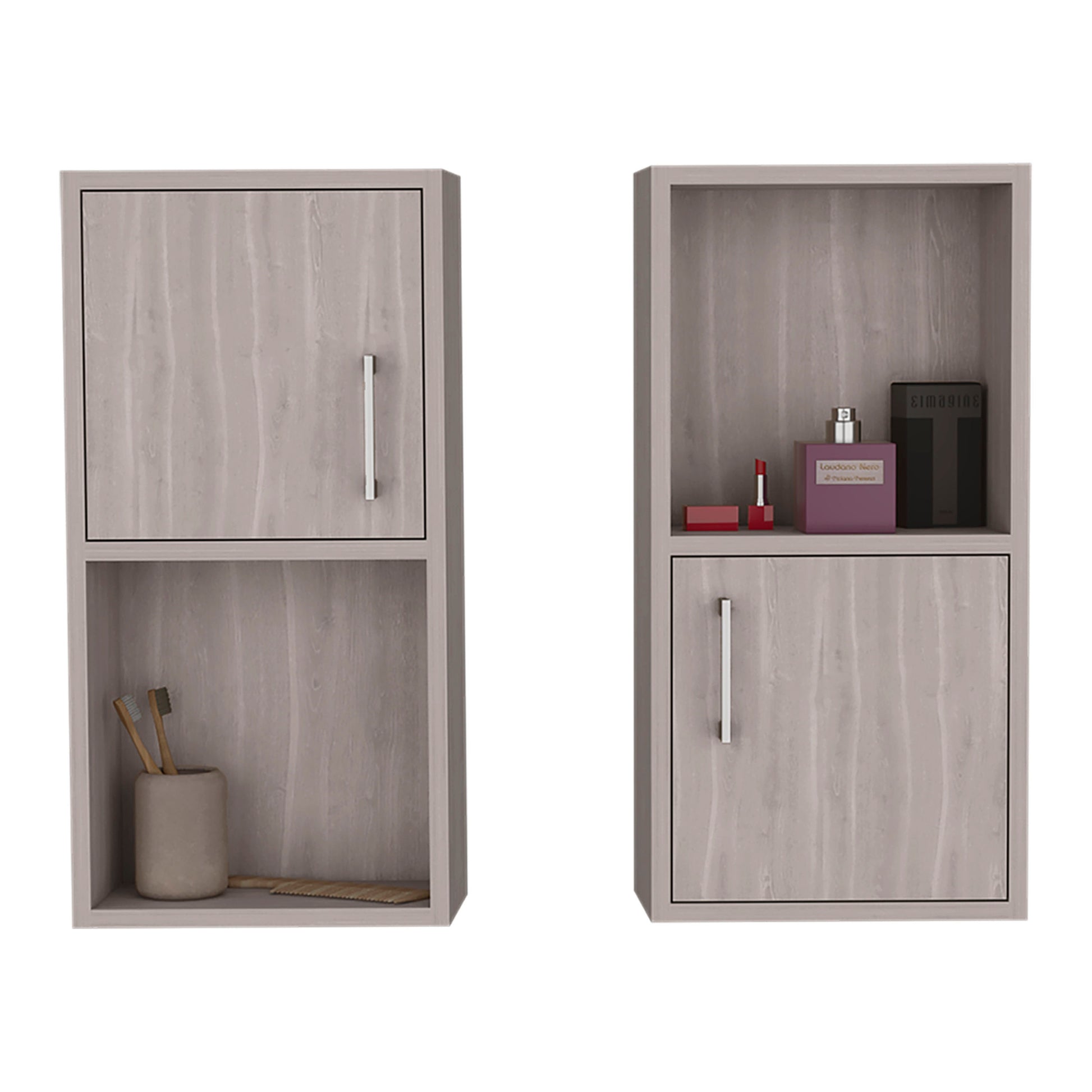 Wall Mounted Bathroom Medicine Cabinet Eak 24" H, Two Doors, Two Shelves,White Oak White Oak Solid Wood Mdf Engineered Wood