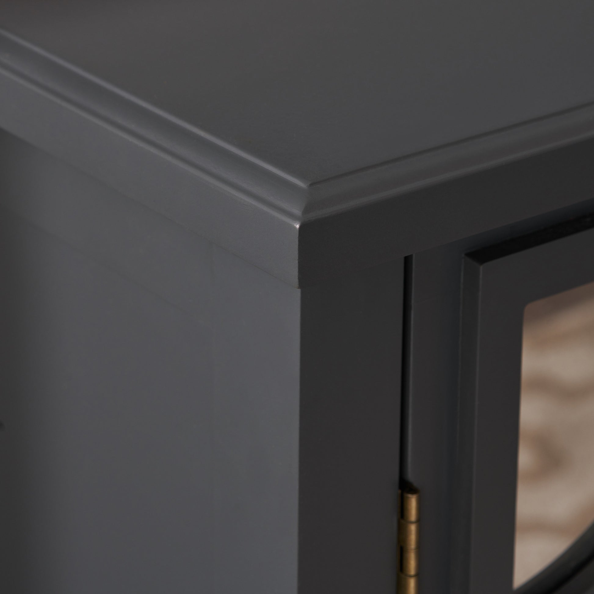 Firwood Mirror Finished Double Door Cabinet, Charcoal Grey Grey Solid Wood