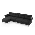 Modern Sofa 3 Seat Couch With Stainless Steel Trim And Metal Legs For Living Room,Black Black Foam 3 Seat