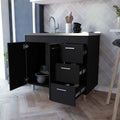 Black 2 Door 3 Drawer Kitchen Cabinet Freestanding 3 4 Drawers Black Primary Living Space Melamine