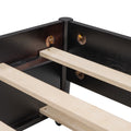 Queen Size Wooden Rattan Platform Bed, With 2 Big Drawers, T Size Trundle, Espresso Queen Espresso Plywood