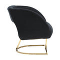 Coolmore Upholstered Tufted Living Room Chair Textured Linen Fabric Accent Chair With Metal Stand Black Velvet