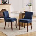 Modern Dining Chairs Set Of 2,Double Layer Cushioned Chenille Fabric Upholstered Accent Side Leisure Chairs With Mid Back And Curved Solid Wood Legs For Living Room Dining Room Blue Blue Dining Room American Design Dining Chairs Rubberwood Set Of 2 Foam