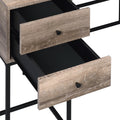 Rustic Oak And Black 4 Drawer Writing Desk Black Brown Writting Desk Office Modern Rectangular Drawers Desk Wood Metal Sled