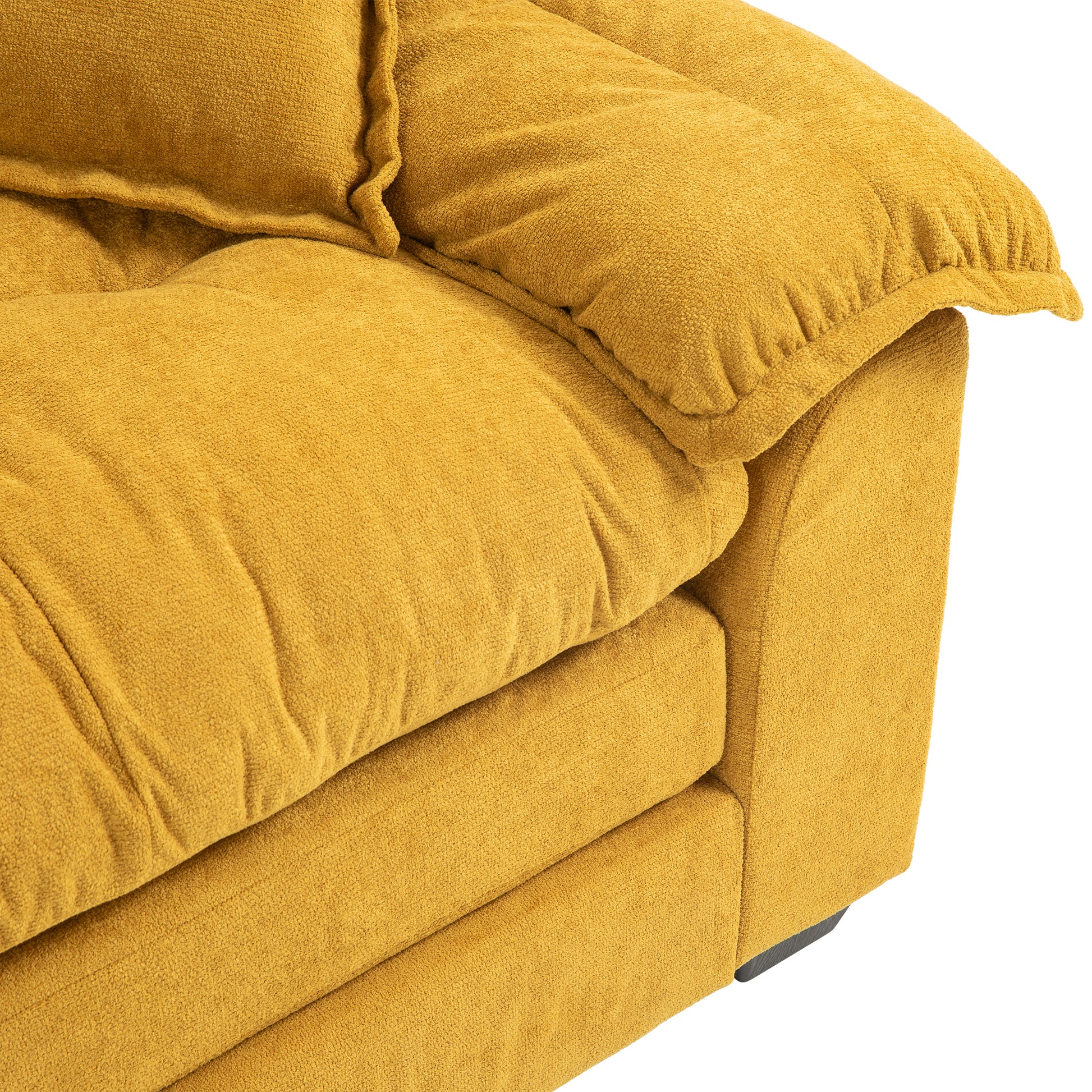 84" Chenille Recliner Sofa Small Sofa Loveseat Deep Seat Sofa Couch With 2 Throw Pillows & Memory Foam For Living Room Apartment Office Lounge Yellow Yellow Memory Foam Chenille,Upholstered 2 Seat