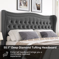 Lift Up Velvet Gray King Size Bed Box Spring Not Required King Gray Wood Light Brown Bedroom American Design Poplar Slat Beds Foam Velvet Upholstered