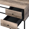 Desirre Rustic Oak & Black Finish Wirting Desk W Usb Port Oak Synthetic Wood