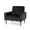 Mirod Comfy Arm Chair With Tufted Backmodern For Living Room, Bedroom And Study Black Velvet