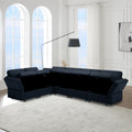 L Shaped Modular Sectional Corner Sofa Couch, 6 Seat Modular Sectional Sofa With Chaise For Living Room, Adjustable Arms And Backs Blue Blue Polyester 6 Seat