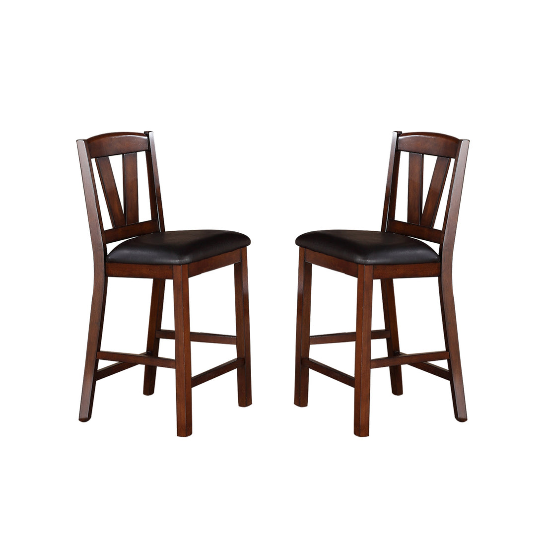 Dining Chairs With Black Faux Leather Seat, Walnut Set Of 2 Solid Walnut Dining Room Rectangular Set Of 2 Rubber Wood