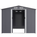 Outdoor Storage Shed 8 X 12 Ft Large Metal Tool Sheds, Heavy Duty Storage House With Sliding Doors With Air Vent For Backyard Patio Lawn To Store Bikes, Tools, Lawnmowers Grey Grey Rectangular No