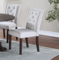 Modern Bone White Fabric 2Pc Side Chairs Tufted Back Upholstered Back Rustic Espresso Wooden Legs Dining Room Espresso White Espresso Dining Room Contemporary,Mid Century Modern,Modern Dining Chairs Tufted Back Set Of 2 Solid Wood