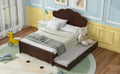 Full Size Wood Platform Bed With Headboard And Twin Size Trundle, Cappuccino Box Spring Not Required Full Cappuccino Wood Bed Frame Solid Wood Mdf