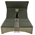 Patio Daybed Outdoor Daybed Outdoor Rattan Sun Lounger With Shelter Roof With Adjustable Backrest, Storage Box And 2 Cup Holders For Patio, Balcony, Poolside,Grey Yes Grey Seats 2 Water Resistant Frame Water Resistant Cushion Garden & Outdoor Sectional