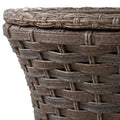 K&K 5 Pieces Outdoor Patio Furniture Set With Pet House Cool Bar And Retractable Side Tray, Rattan Wicker Patio Swivel Rocking Chairs Set Of 2 With Ottomans For Backyard, Porch, Balcony, Beige Yes Rocker & Glider Brown Beige Seats 2 Weather Resistant