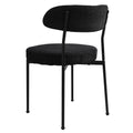 Boucle Upholstered Dining Chairs With Curved Backrest & Metal Legs Set Of 2, Black Metal Black Dining Room Foam Classic,Modern Dining Chairs Set Of 2 Fabric Metal