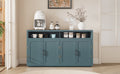 4 Door Classic Sideboard With Open Storage And Adjustable Shelves Perfect For Kitchens, Living Rooms Smoke Blue Smoke Blue Mdf