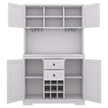 Coffee Bar Cabinet Kitchen Cabinet With Storage, Farmhouse Wine Cabinet With Drawers Shelves And Cabinets, Buffet Cabinet Wine & Glass Racks For Dining Room, White Off White Particle Board Mdf