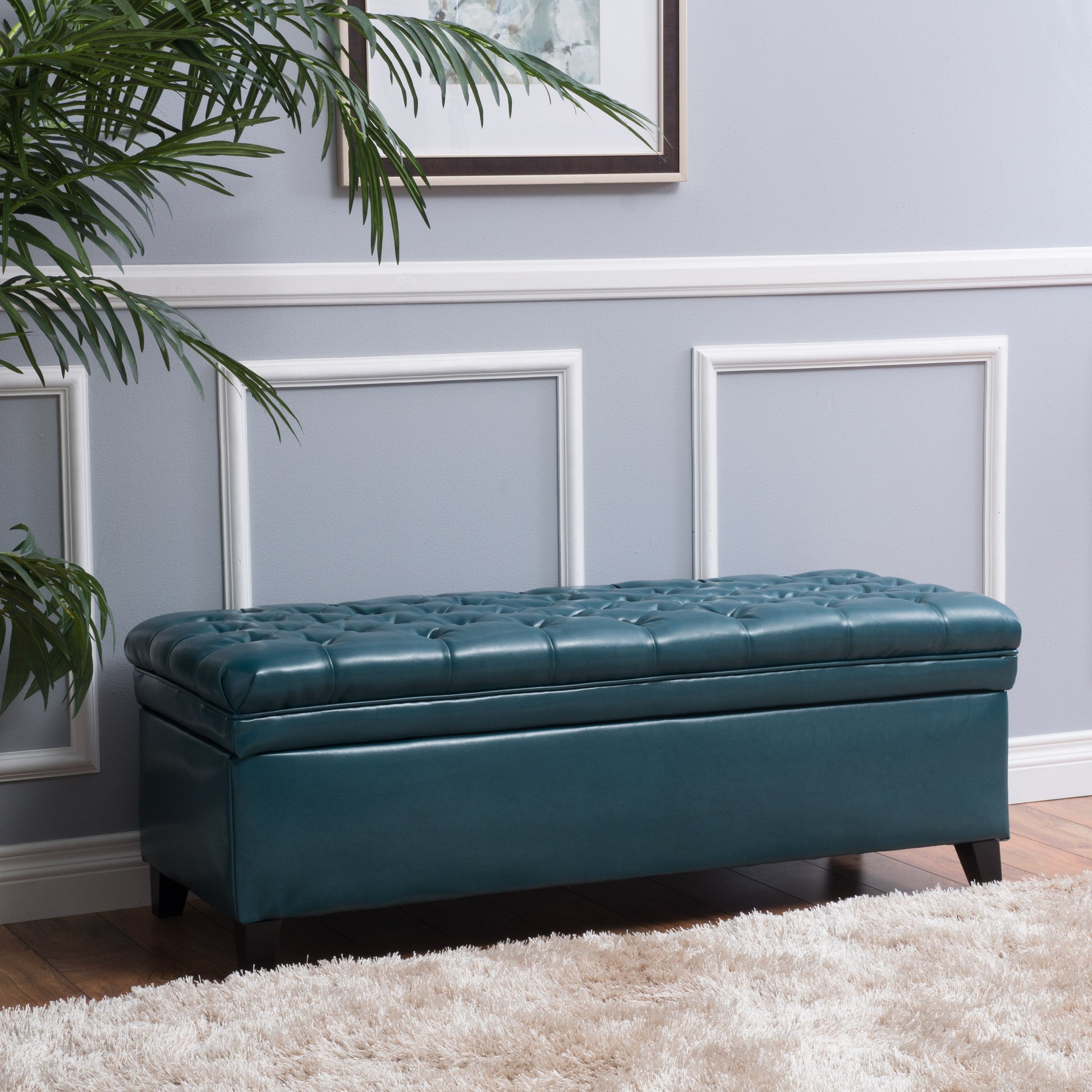 Juliana Storage Ottoman Teal Pu