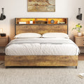 Metal Platform Bed With Underneath Storage, Led And Usb Ports, Full, Black Full Black Mdf Metal