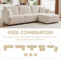 Multi Module Combination Style Sofa For Living Room, Bedroom And Other Lounge Spaces, Modern Minimalist Corduroy Combination Sofa With 2 Comfort Cushions With Usb & C Charging Ports,Beige,Two Sets Beige Foam Fabric 8 Seat