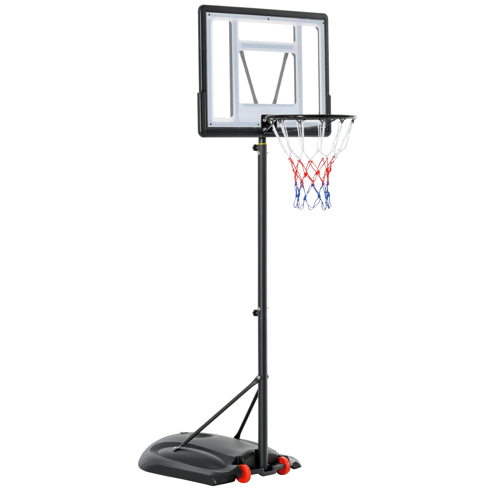 Soozier Basketball Hoop Outdoor, Portable Basketball Goal, 5.5Ft 7.5Ft Height Adjustable With 33'' Backboard And Wheels For Kids Junior Adults Use Black Steel