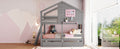 Twin Over Twin Bunk Bed With 2 Drawers, 1 Storage Box, 1 Shelf, Window And Roof Gray Old Sku:Lt001608Aae Twin Gray Solid Wood