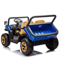 24V Xxxl Kids Ride On Utv W Parents Remote Control,Two Seater,Automatic Tipping Bucket,Rear Wheel Suspension,Slow Start,Portable Handle,Safety Belt,Led Light,Usb,Mp3,Bluetooth,Horn For Kids Aged 3 8. Blue 50 99 Lbs Polypropylene