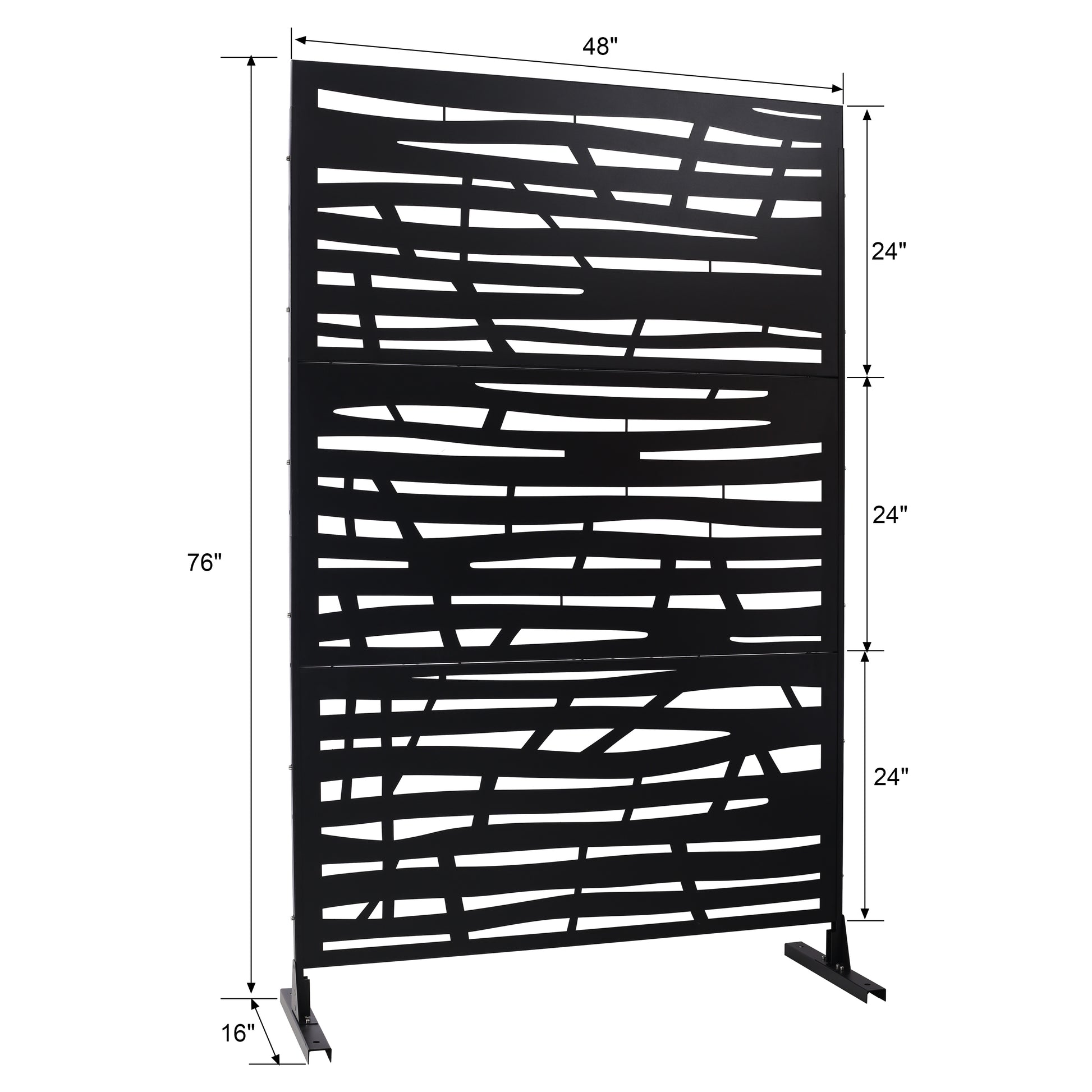 Outdoor & Indoor Privacy Screen Metal Privacy Screen 76" H 48" W, Freestanding Decorative Privacy Screen For Deck Balcony Patio, Privacy Fence Panels For Outside Lawn Garden Ps109 Black Black Steel