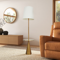 Celestial Modern Floor Lamp With Brass Accent Table With Large White Shade Gold,White Table&Floor Lamps Brass